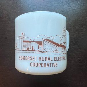 Somerset Rural Electric Cooperative Glass Mug Cup Vintage White Brown PA…